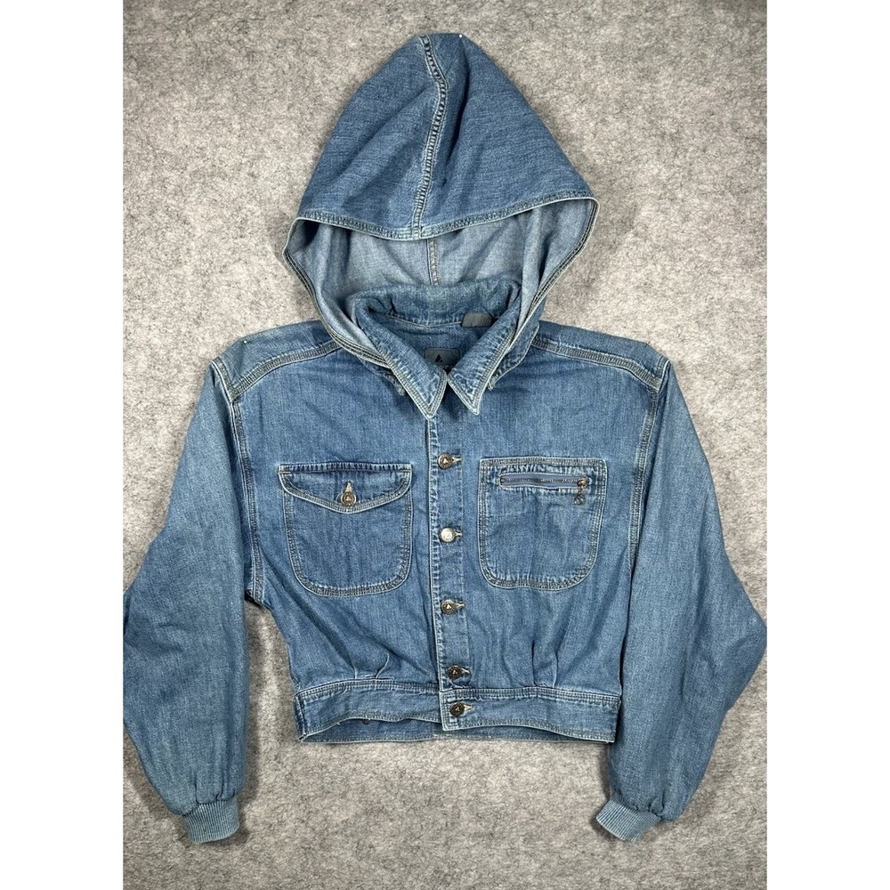Vintage Liz Wear Womens Size Small Denim Jean Jacket Shorts Set Hoodie